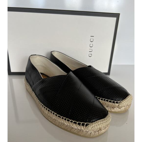 NWT Gucci Men\'s Malaga Classic Leather Black Espadrille 8 US (Gucci 7.5) 624612 main image 12